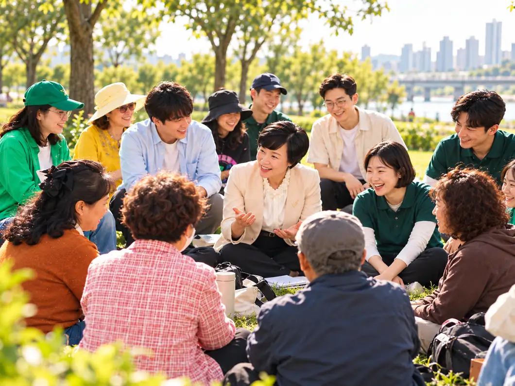 어르신의 이야기를 경청하는 방문 봉사자들